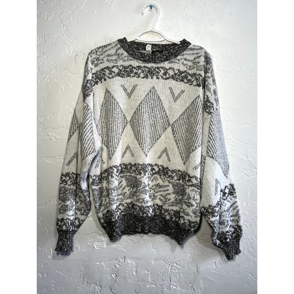 Vintage colore geometric mens crew neck sweater‎ XL grandpacore retro cozy